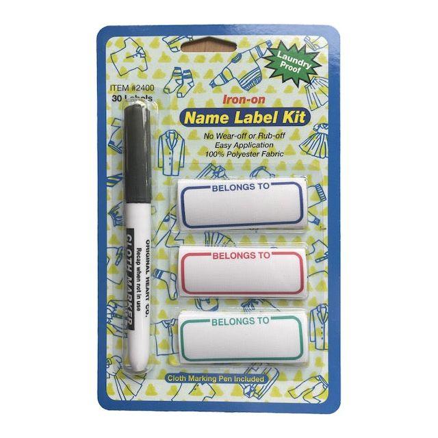 Iron-on label kit with marker