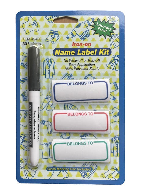 Iron-on label kit with marker